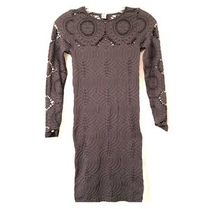 Gray body con long sleeve dress